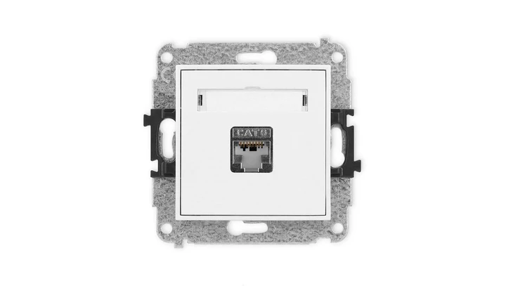 ICON Mechanizm gniazda komputerowego pojedynczego 1xRJ45, kat. 5e, ekranowane, 8-stykowy biały mat 25IGK-1e
