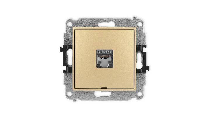 ICON Mechanizm gniazda komputerowego pojedynczego 1xRJ45, kat. 6, ekranowane, 8-stykowy, bez pola opisowego złoty 29IGKBO-5