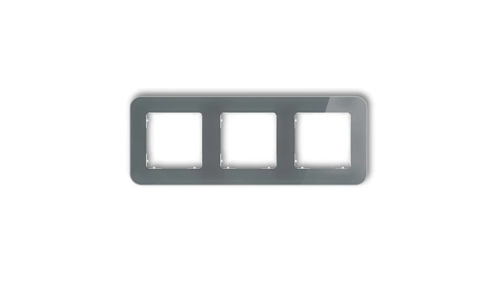 ICON Ramka uniwersalna potrójna zaokrąglona - efekt szkła (ramka: grafitowa spód: biały) 28-0-IRSZ-3