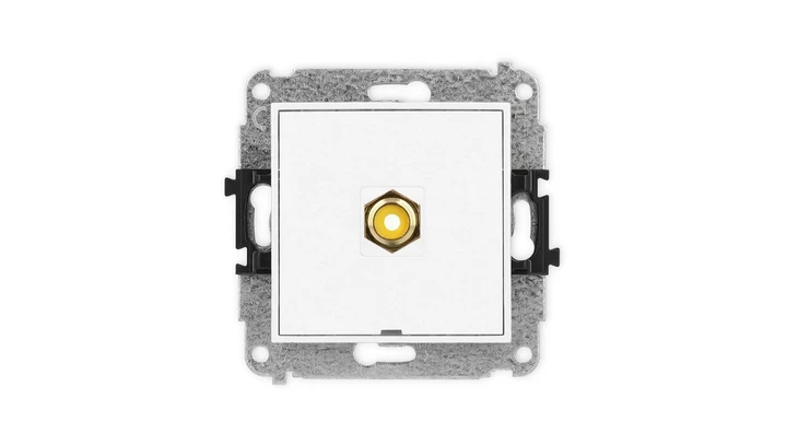 ICON Mechanizm gniazda pojedynczego RCA, bez pola opisowego (typu cinch - żółty, pozłacany) biały mat 25IGRCABO-1