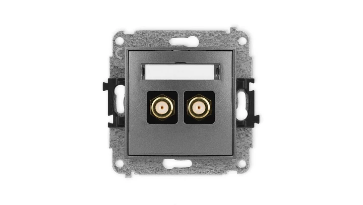 ICON Mechanizm gniazda antenowego podwójnego typu F (SAT) pozłacany grafitowy 11IGF-2.1