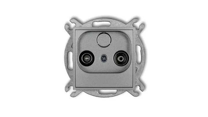 ICON Mechanizm gniazda abonenckiego RTV przelotowego 15dB srebrny metalik 7IG15P