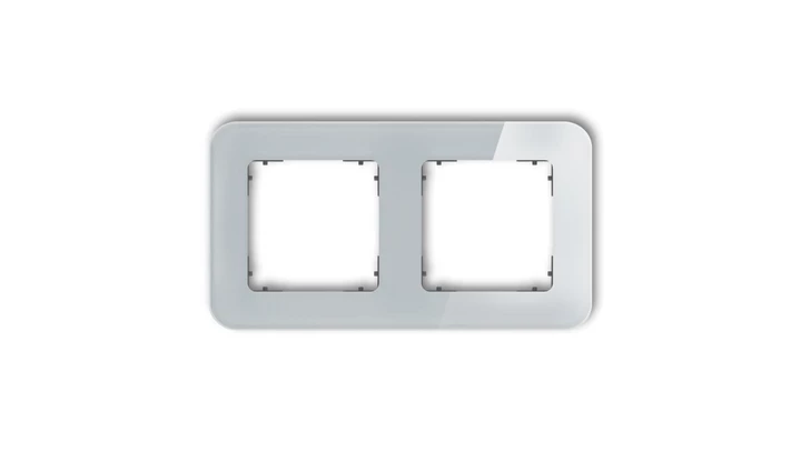 ICON Ramka uniwersalna podwójna zaokrąglona - efekt szkła (ramka: szara spód: grafitowy mat) 15-28-IRSZ-2