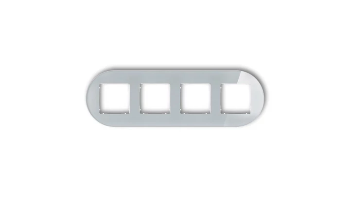 ICON Ramka uniwersalna poczwórna okrągła - efekt szkła (ramka: szara spód: biały) 15-0-IRSO-4