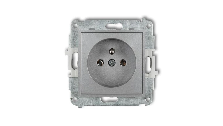 ICON Mechanizm gniazda pojedynczego z uziemieniem 2P+Z (bez przesłon torów prądowych) srebrny metalik 7IGP-1z