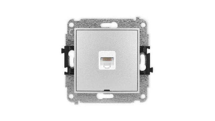 ICON Mechanizm gniazda komputerowego pojedynczego 1xRJ45, kat. 5e, 8-stykowy, bez pola opisowego srebrny metalik 7IGKBO-1