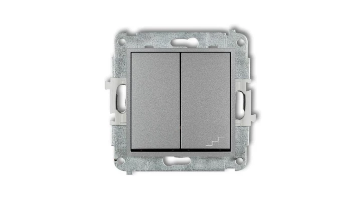 ICON Mechanizm łącznika jednobiegunowego ze schodowym (wspólne zasilanie) srebrny metalik 7IWP-10.1