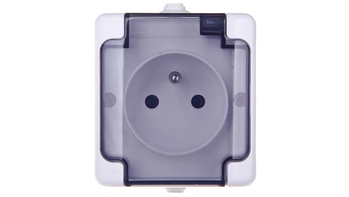 BRYZA Gniazdo hermetyczne pojedyncze z/u IP54 z klapką dymną białe 181432 /20szt./