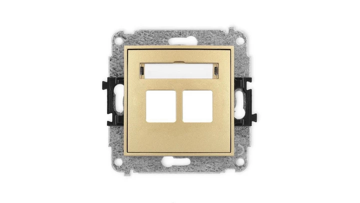 ICON Mechanizm gniazda multimedialnego podwójnego bez modułu (standard Keystone) złoty 29IGM-2P