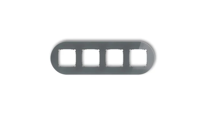 ICON Ramka uniwersalna poczwórna okrągła - efekt szkła (ramka: grafitowa spód: grafitowy mat) 28-28-IRSO-4