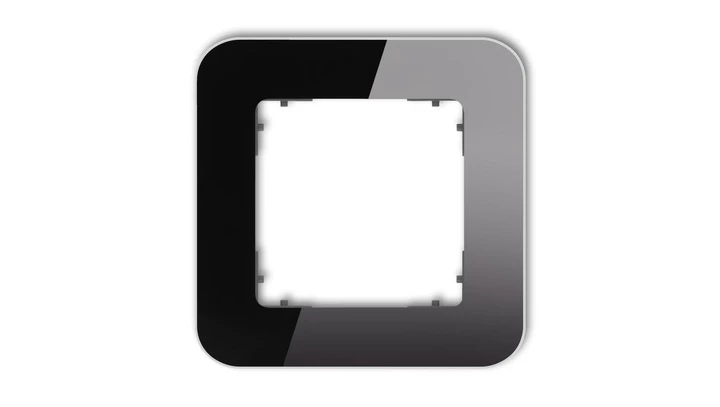 ICON Ramka uniwersalna pojedyncza zaokrąglona - efekt szkła (ramka: czarna spód: grafitowy mat) 12-28-IRSZ-1