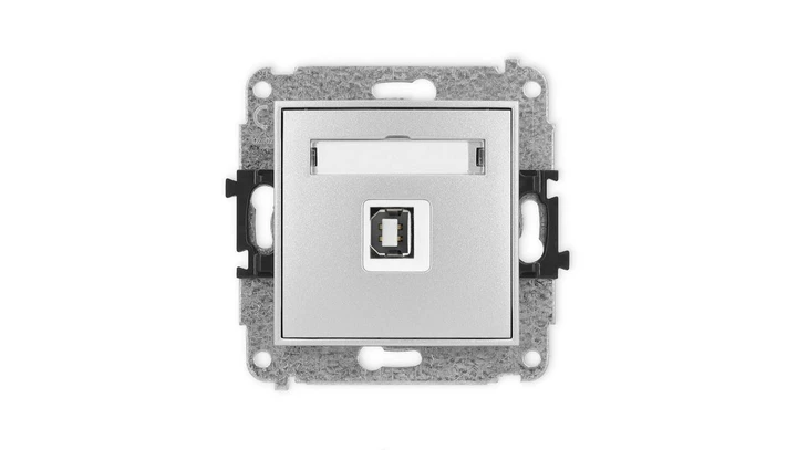 ICON Mechanizm gniazda pojedynczego USB A-B 2.0 srebrny metalik 7IGUSB-3