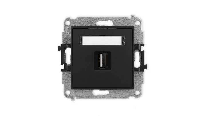 ICON Mechanizm gniazda pojedynczego USB A-A 2.0 czarny mat 12IGUSB-1