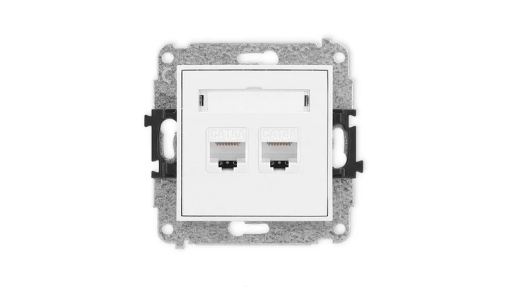 ICON Mechanizm gniazda komputerowego podwójnego 2xRJ45, kat. 6A, 8-stykowy biały mat 25IGK-8