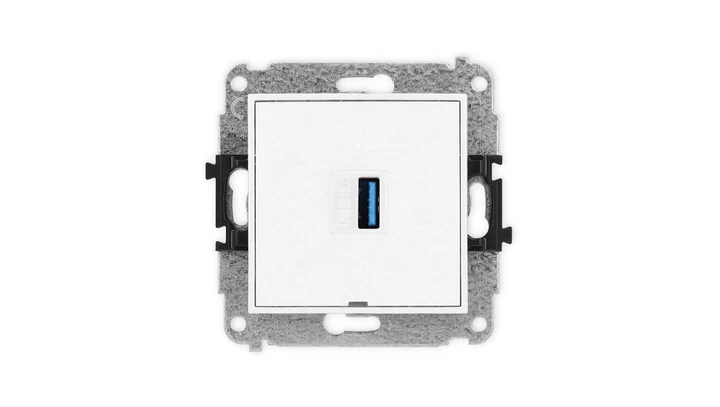ICON Mechamizm gniazda pojedynczego USB A-A 3.0, bez pola opisowego biały IGUSBBO-5