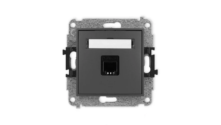 ICON Mechanizm gniazda telefonicznego pojedynczego 1xRJ11, 4-stykowy, beznarzędziowe grafitowy mat 28IGT-1