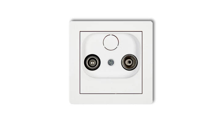 DECO Mechanizm gniazda abonenckiego RTV przelotowego 15dB, biały mat 25DG15P