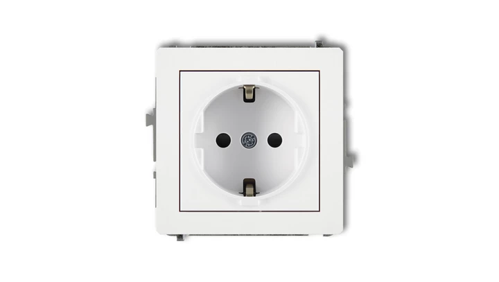 DECO Mechanizm gniazda pojedynczego z uziemieniem SCHUKO 2P+Z (przesłony torów prądowych), biały mat 25DGP-1sp
