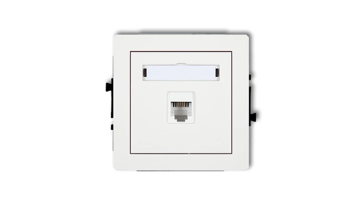 DECO Mechanizm gniazda telefonicznego pojedynczego 1xRJ11, 4-stykowy, beznarzędziowe, biały mat 25DGT-1