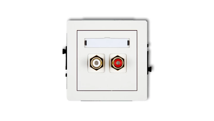 DECO Mechanizm gniazda podwójnego RCA (typu cinch - biały i czerwony, pozłacany), biały mat 25DGRCA-2