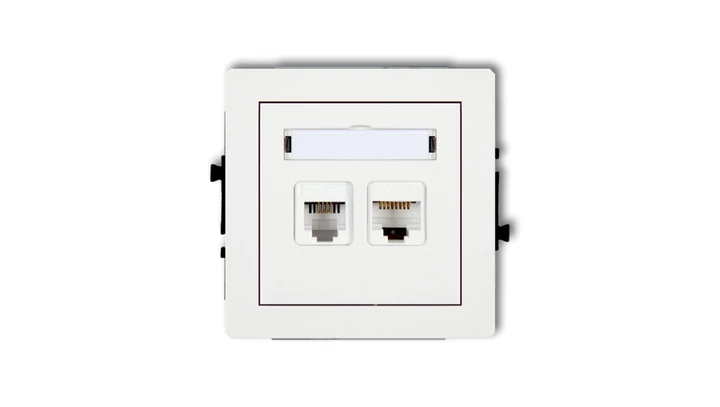 DECO Mechanizm gniazda telefonicznego pojedynczego 1xRJ11 + komputerowego pojedynczego 1xRJ45, kat. 5e, 8-stykowy 25DGTK
