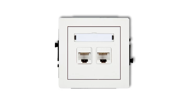 DECO Mechanizm gniazda komputerowego podwójnego 2xRJ45, kat. 6, 8-stykowy, biały mat 25DGK-4
