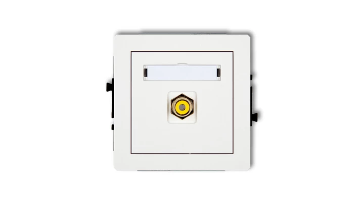 DECO Mechanizm gniazda pojedynczego RCA (typu cinch - żółty, pozłacany), biały mat 25DGRCA-1