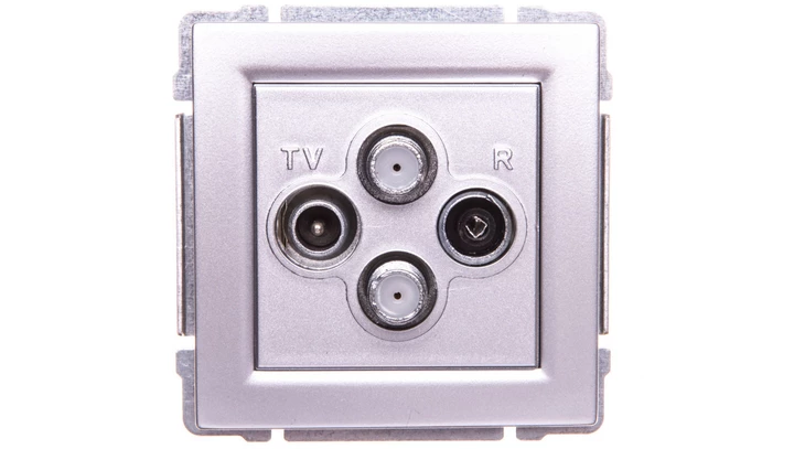 KOS66 Gniazdo antenowe podwójne TV/SAT/SAT aluminium 664078