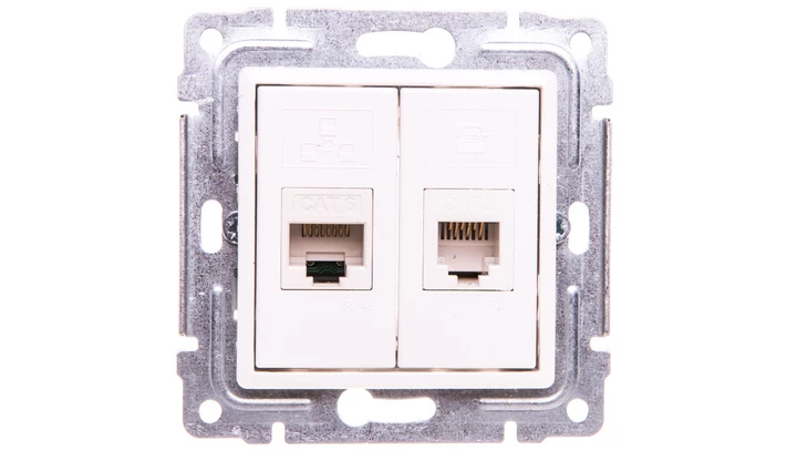 VENA Gniazdo teleinformatyczne RJ45 kat.5e nieekranowane + RJ11 białe 510469