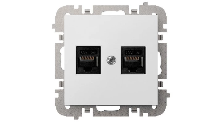 SANTRA gniazdo komputerowe 2x RJ45 bez ramki podtynkowe biały 4149-10