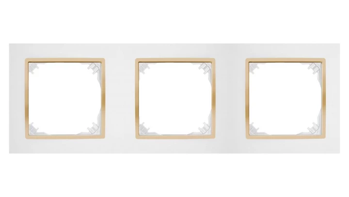 SANTRA ramka potrójna biały/złoty 4173-27