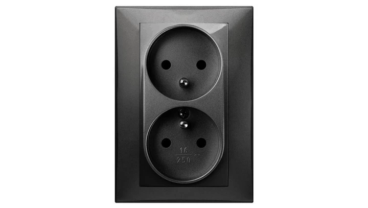 SANTRA gniazdo 2x2P+Z monolit z ramką podtynkowe czarny 4135-09