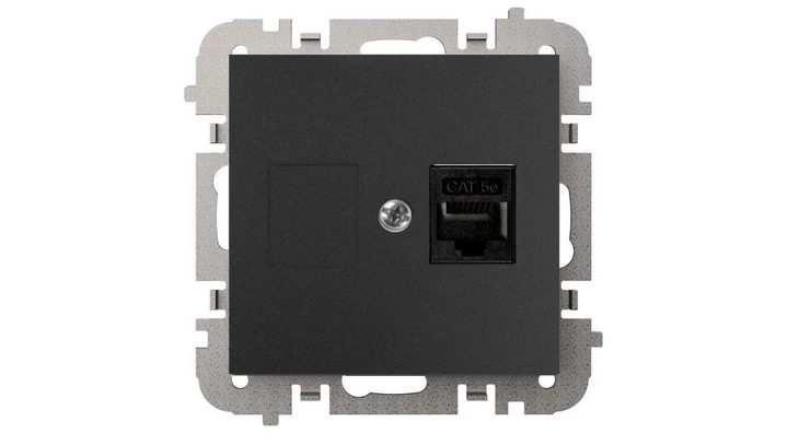 SANTRA gniazdo 1xkomputerowe RJ45 bez ramki podtynkowe czarny 4148-19