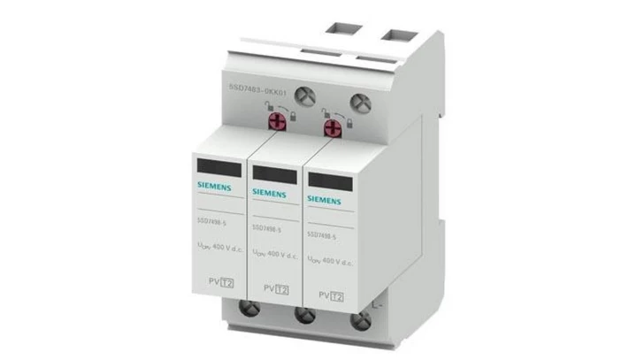 Ogranicznik przepięć PV Typ 2 3P Uc 600V DC Iimp 15kA Imax 40kA ze stykami sygn SENTRON 5SD7483-0KK01