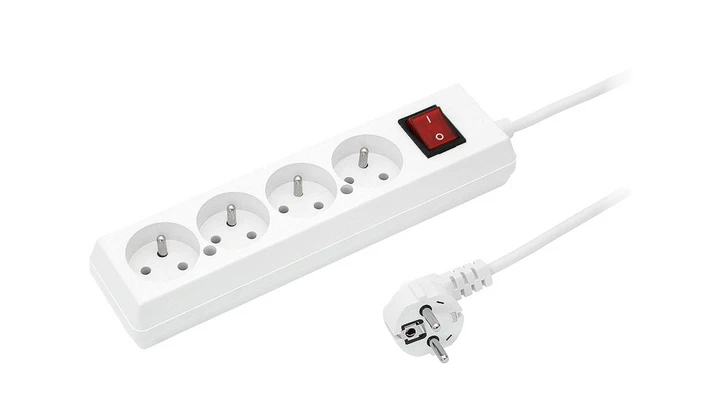 Przedłużacz z wyłącznikiem 4-gniazda z/u 10A 1,5m /OMY 3x1/ biały PS-470WS T-105940