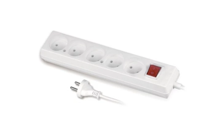 Przedłużacz z wyłącznikiem 5-gniazd b/u 10A 3m /OMY 2x1/ biały PS-560WS T-105980