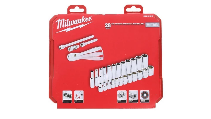 Zestaw nasadek z grzechotką, typ metryczny 28 szt.. 1/4” 4932464943