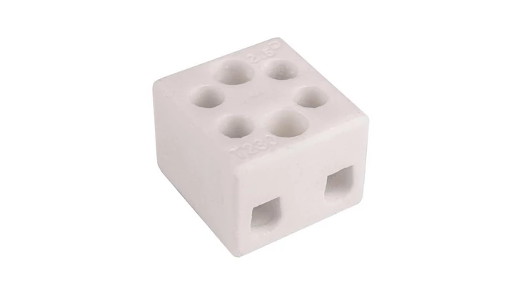 Złączka gwintowa porcelanowa szkliwiona (z dwoma otworami do przykręcania) 2,5 mm² 2 tory CPO 2-2.5A 80017516 /16szt./