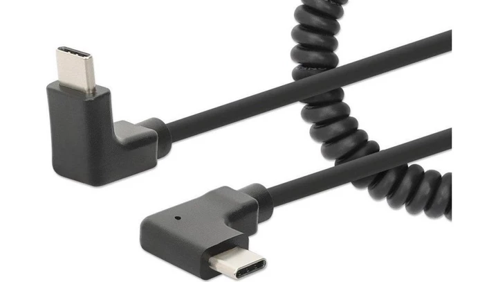 Kabel spiralny kątowy USB-C 60W/3A do Szybkiego Bezpiecznego Ładowania