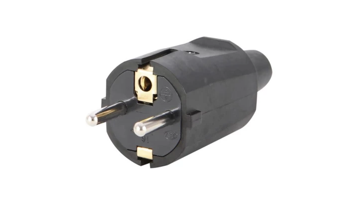 Wtyczka gumowa przenośna z/u z uziemieniem 2P+Z IP20 250V 16 A, czarna 12091