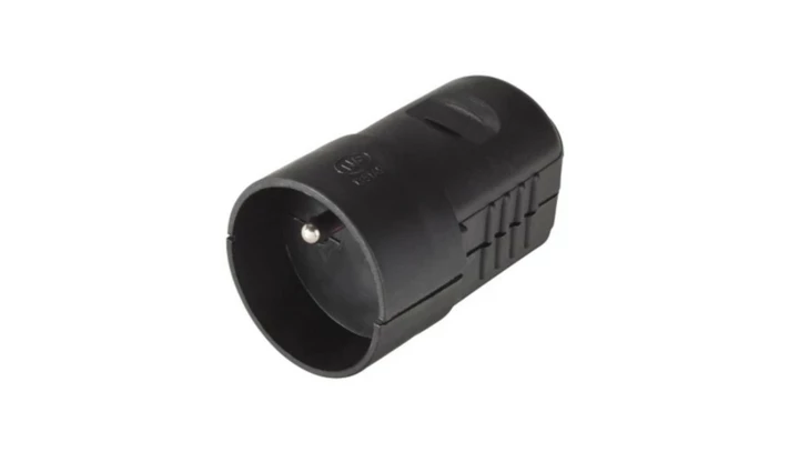 Gniazdo wtyczkowe PCW przenośne, z uziemieniem, czarne 24527