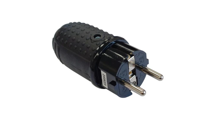 Wtyczka gumowa 2P+Z IP44 250V~ 16 A 3680W prosta czarna 24016