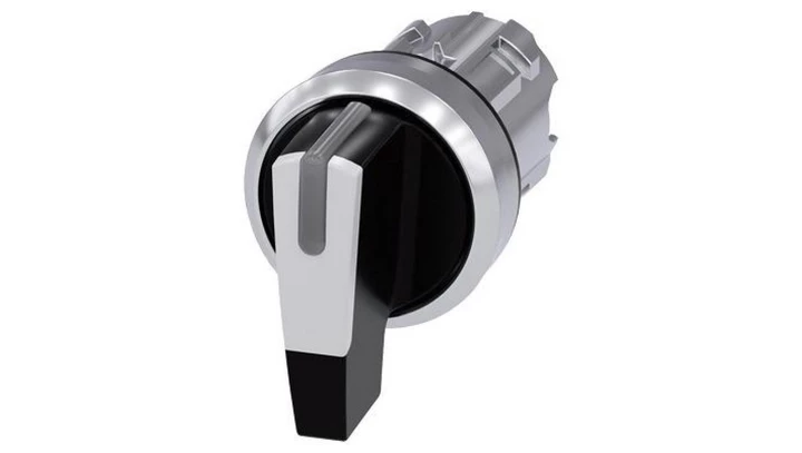 Przełącznik długie pióro 3 pozycyjny 22mm bez samopowrotu możl podświetlenie czarny/biały metal SIRIUS ACT 3SU1052-2CL60-0AA0