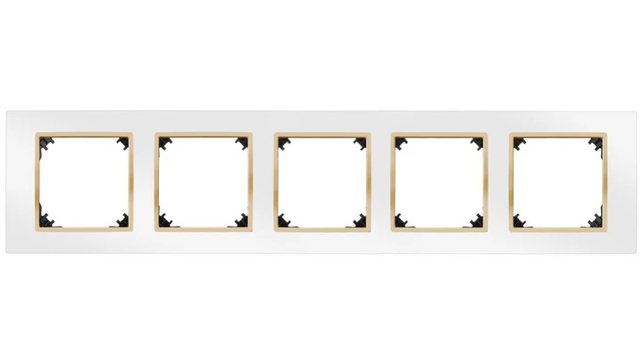 VESTRA ramka pięciokrotna IP20 biały/złoty 3875-27