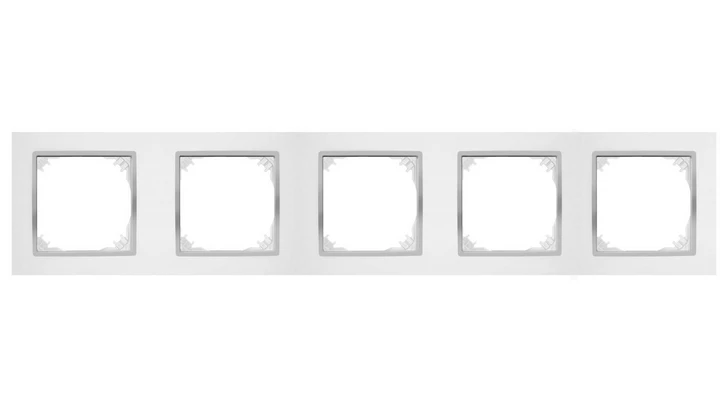 SANTRA ramka pięciokrotna IP20 biały/chrom 4175-26