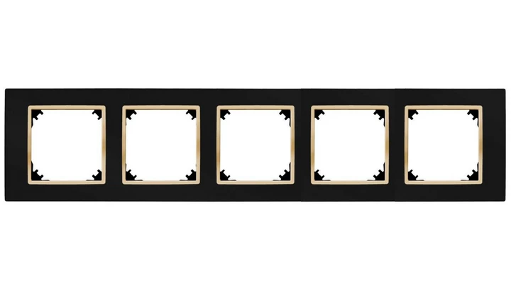 SANTRA ramka pięciokrotna IP20 czarny/złoty 4175-47