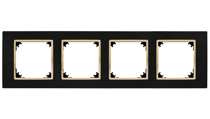 SANTRA ramka czterokrotna IP20 czarny/złoty 4174-47