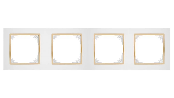 SANTRA ramka czterokrotna IP20 biały/złoty 4174-27