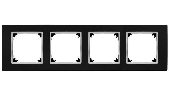 VESTRA ramka czterokrotna czarny/chrom 3874-46
