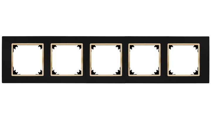 VESTRA ramka pięciokrotna IP20 czarny/złoty 3875-47